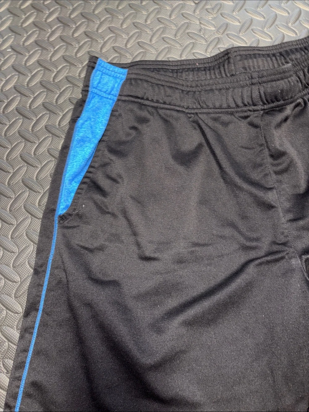Men's Black Athletic Shorts with Blue Side Panels